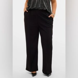 NEW Vero Moda Stretch Waistband Trouser Pants 12 Straight Leg Black High-Rise